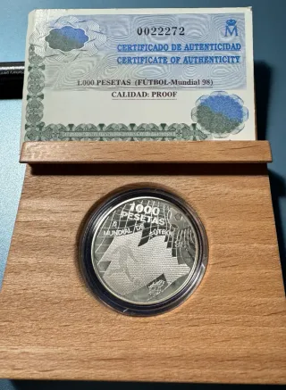 Moneda Plata 1000 Pesetas Mundial 98