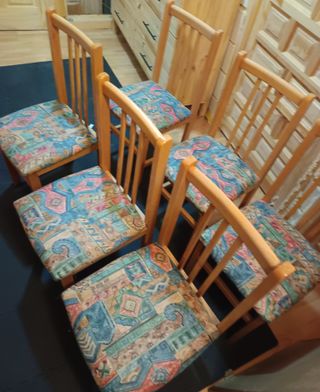 6 Sillas de Comedor de Madera