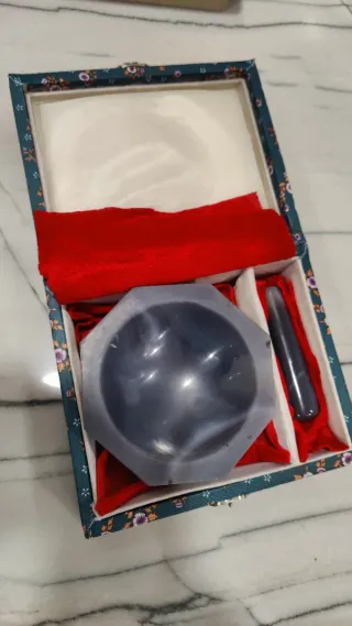 Mortero de ágata 120mm con mano.