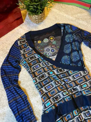 Desigual Dres vestido white blue sweetwear