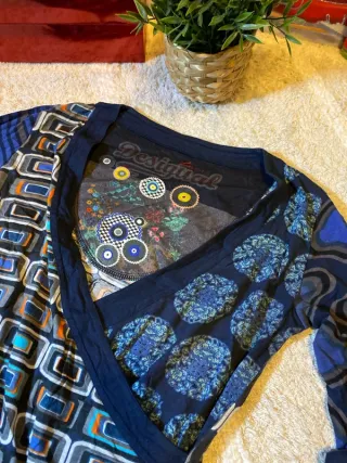 Desigual Dres vestido white blue sweetwear