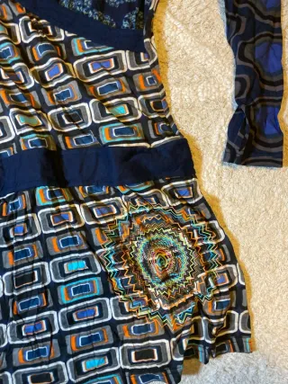 Desigual Dres vestido white blue sweetwear