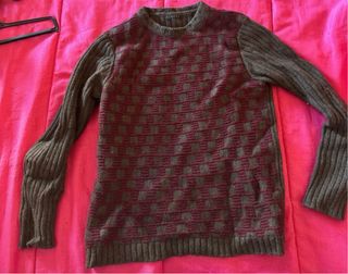 Maglia lana marrone e rossa