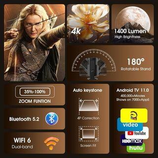 Proyector Portátil Gaimoo 4K WiFi 6