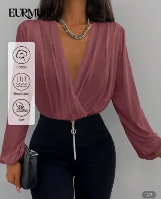 Blusa EURMUSE rosa escote cruzado