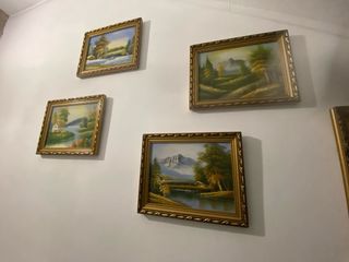 Cuadro paisaje río y montaña