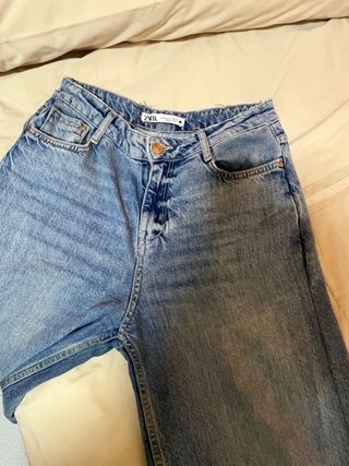Pantalón Vaquero Recto Zara Azul