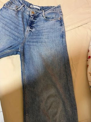 Pantalón Vaquero Recto Zara Azul