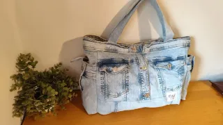 Bolso Tote Artesanal Denim Azul