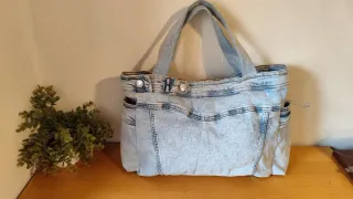 Bolso Tote Artesanal Denim Azul