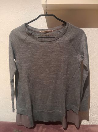 Camiseta de manga larga en color gris jaspeado
