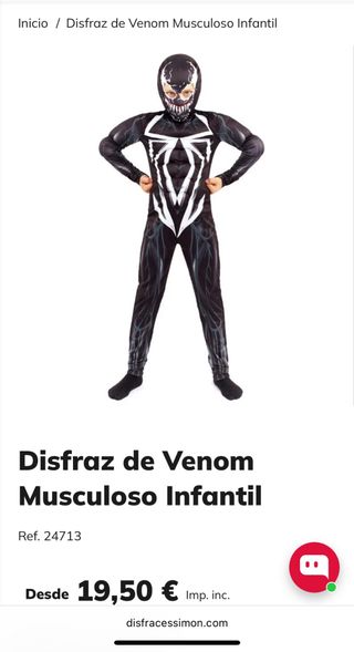 Disfraz Infantil Venom Musculoso Talla 13-15 años
