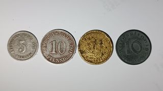 4 Monedas Imperio Alemán/República Weimar/Nazi