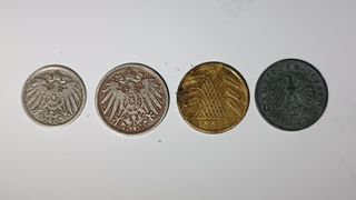 4 Monedas Imperio Alemán/República Weimar/Nazi