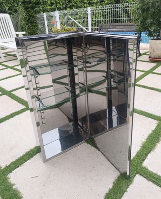 Armario baño vintage azul y blanco