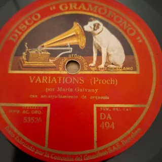 Disco pizarra 78rpm M Galvany Bel Canto/Coloratura