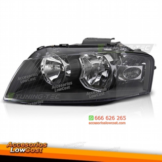 Faro izquierdo en color negro se adapta a AUDI A3