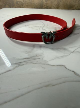 Cinturón Pinko Rojo Hebilla Doble Pájaro