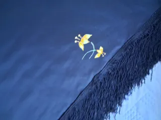 Mantoncillo negro con flores amarillas.