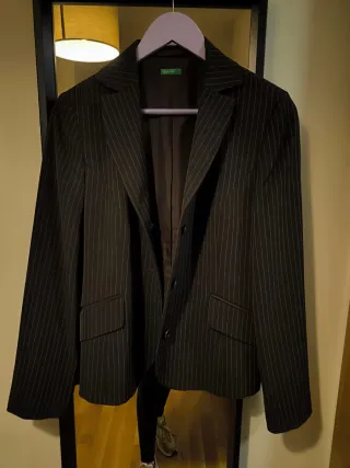 Americana Benetton Raya Diplomática Marrón/Gris