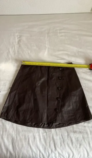 Falda Mini Cuero Zara Marrón