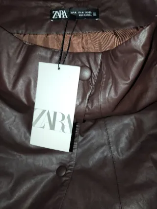 Falda Mini Cuero Zara Marrón