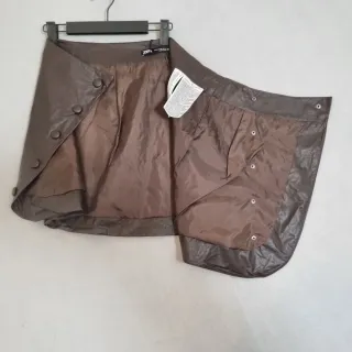 Falda Mini Cuero Zara Marrón