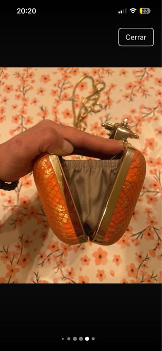 Bolso de mano Pinko dorado/naranja con pedrería