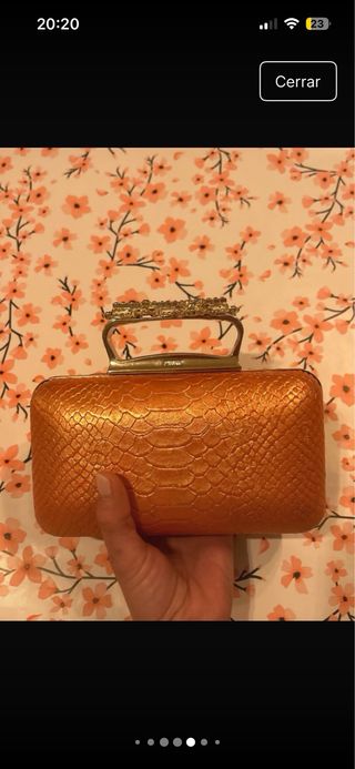 Bolso de mano Pinko dorado/naranja con pedrería