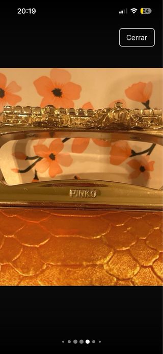 Bolso de mano Pinko dorado/naranja con pedrería