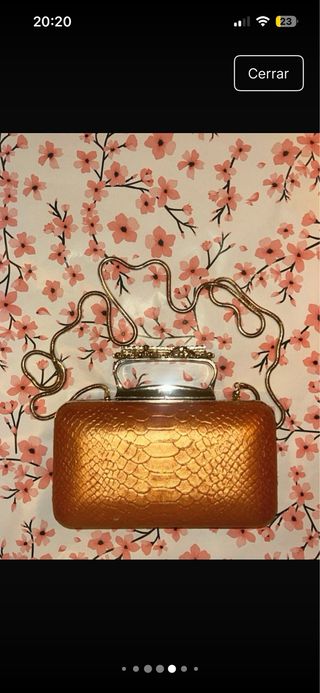 Bolso de mano Pinko dorado/naranja con pedrería