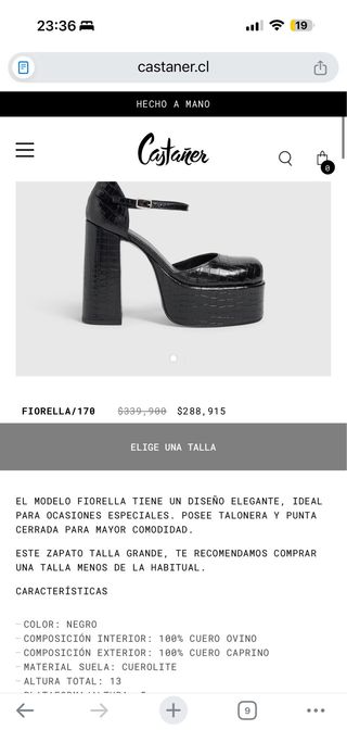 Tacchi Castañer neri con piattaforma