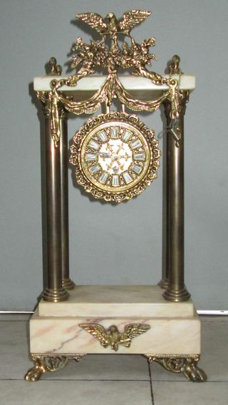 Reloj Clásico Marmol Bronce Águila