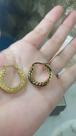 Pendientes Aro Greca Chapado Oro 18k