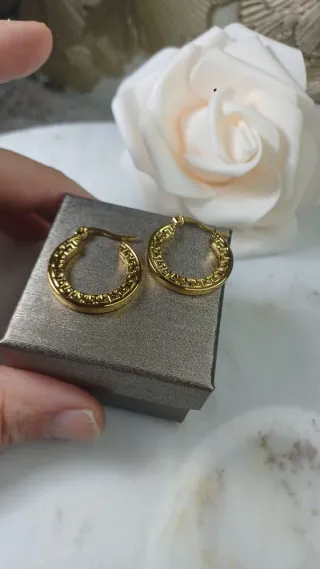 Pendientes Aro Greca Chapado Oro 18k