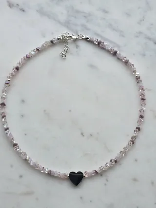 Collana fatta a mano con cuore argento