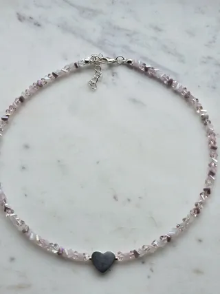 Collana fatta a mano con cuore argento