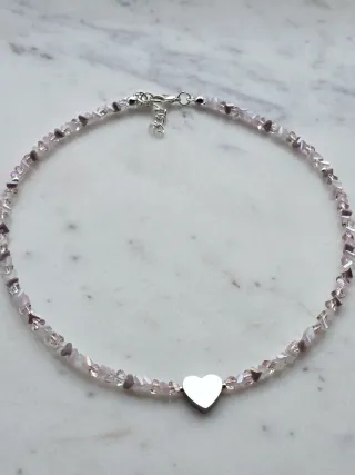 Collana fatta a mano con cuore argento
