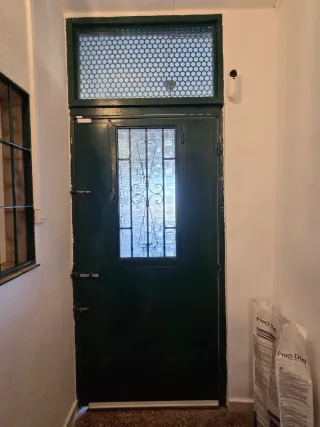 Puerta metálica con cristal
