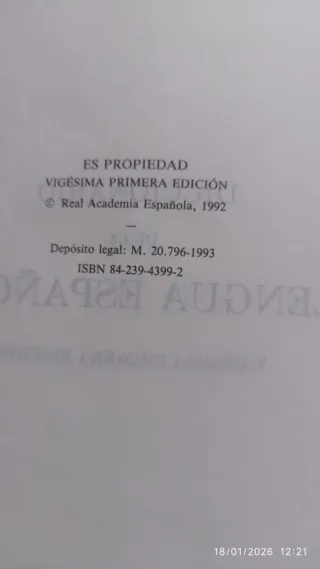 Diccionario Real Academia Lengua,  un volumen