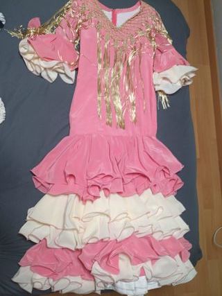 Traje Flamenca T.40 Rosa y Beige
