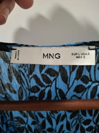 Vestido estampado azul y negro