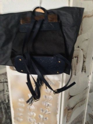 Mochila Piel Negra y Marrón Hecha en México