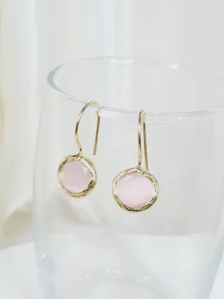 Pendientes disco rosa y oro