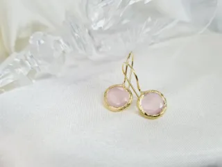 Pendientes disco rosa y oro