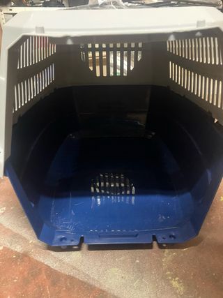 Transportín para mascotas azul y gris
