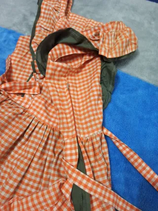 Vestido pradera vintage cuadros naranja