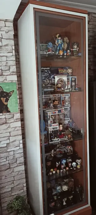 Vitrina madera y cristal (laterales lacados blanco