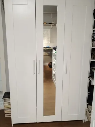 Armario blanco 3 puertas con espejo