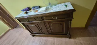 Mueble de entrada madera y mármol